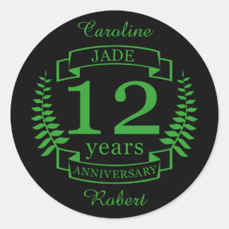 Pegatina Redonda Jade Gemstone boda aniversario 12 años