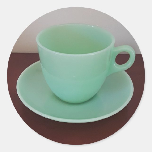 Pegatina Redonda Jadeite Fire-King Cup Saucer (Anverso)
