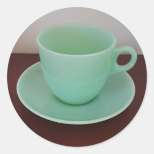 Pegatina Redonda Jadeite Fire-King Cup Saucer