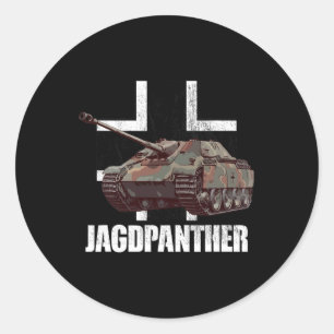 Pegatina Redonda Jagdpanther cazando a pantera alemana destructora