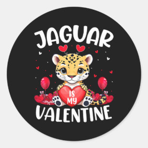 Pegatina Redonda Jaguar es mi corazón de amante de San Valentín Jag
