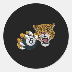 Pegatina Redonda Jaguar Leopard Cheetah Pool Billiards Ll Personali