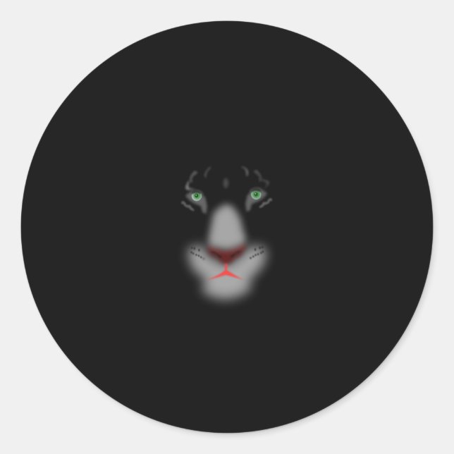 Pegatina Redonda Jaguar negro o pantera cara de gato grande (Anverso)