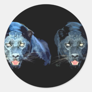 Pegatina Redonda Jaguar - Pantera negra