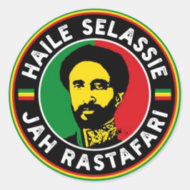 Pegatina Redonda Jah Rastafara Haile Sleassie Royal Rasta Sticker 