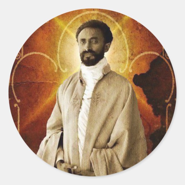 Pegatina Redonda Jah Rastafari Rasta Livity INI Roots  (Anverso)