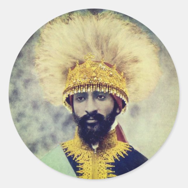 Pegatina Redonda Jah Rastafari Rasta Livity INI Roots  (Anverso)