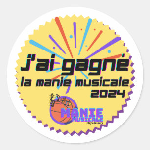 Pegatina Redonda J'ai gagné 2024