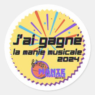 Pegatina Redonda J'ai gagné 2024