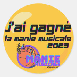 Pegatina Redonda J'ai gagné la Manie Musicale 2023
