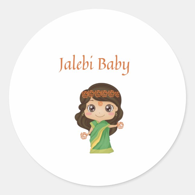 Pegatina Redonda Jalebi baby bodysuit tarjeta de agradecimiento (Anverso)