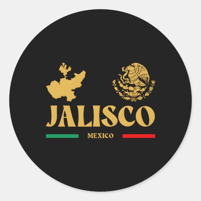 Pegatina Redonda Jalisco Con Emblem Mexicano Jalisco (Anverso)