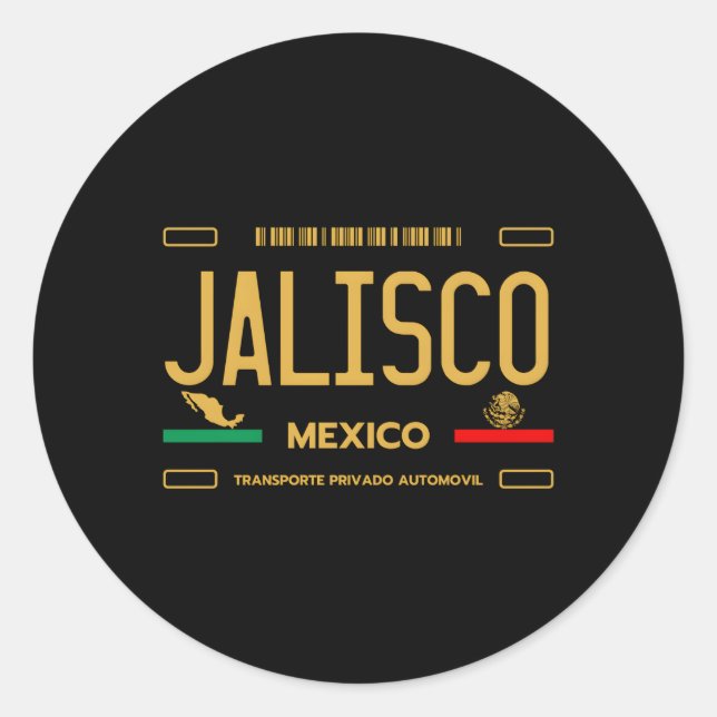 Pegatina Redonda Jalisco México Licencia Placa Estética Jalisco (Anverso)