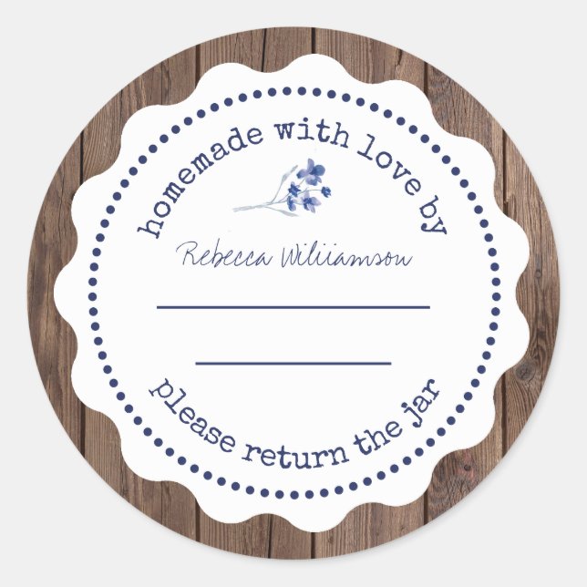 Pegatina Redonda Jam Canning personalizado | Casero con amor Cla (Anverso)