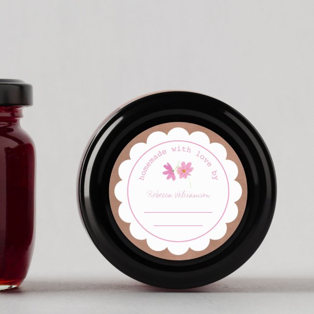 Pegatina Redonda Jam Canning personalizado | Flora rosa casera (Subido por el creador)