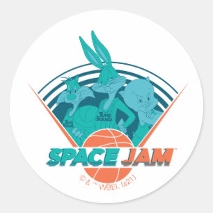 Pegatina Redonda JAM ESPACIAL: UN NUEVO LEGACY™   Equipo retro futu