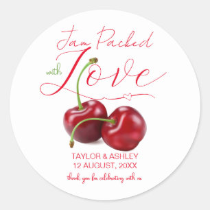 Pegatina Redonda Jam Packed with Love Cherry Fruit   BODA