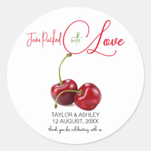 Pegatina Redonda Jam Packed with Love Cherry Fruit Boda
