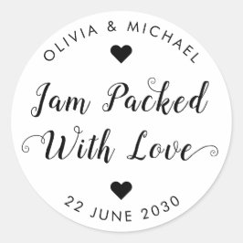 Pegatina Redonda Jam Packed with Love Wedding Party Jam Jar Favor