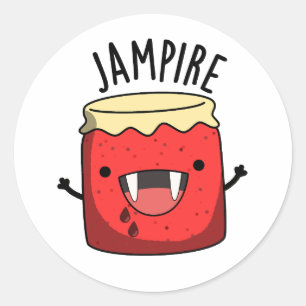 Pegatina Redonda Jam-pire Funny Vampire Jam Pun