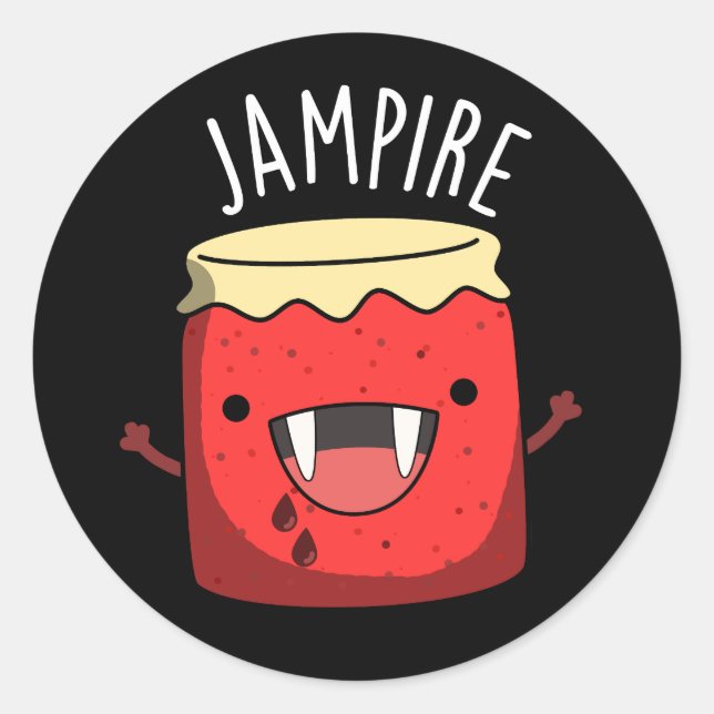 Pegatina Redonda Jam-pire Funny Vampire Jam Pun Dark BG (Anverso)