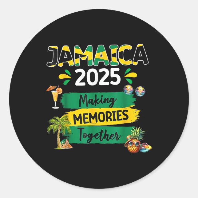 Pegatina Redonda Jamaica 2025 Vacation Trip Familia Squad G (Anverso)