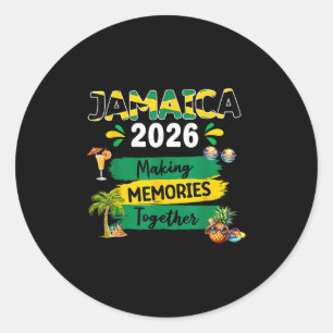 Pegatina Redonda Jamaica 2026 Viaje de Vacaciones Squad Familiar Co
