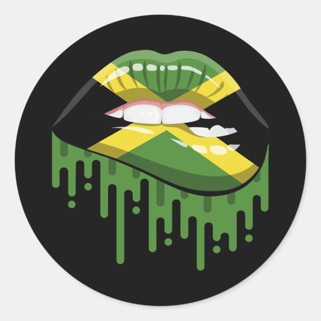Pegatina Redonda Jamaica: bandera de la raíz del orgullo (Anverso)