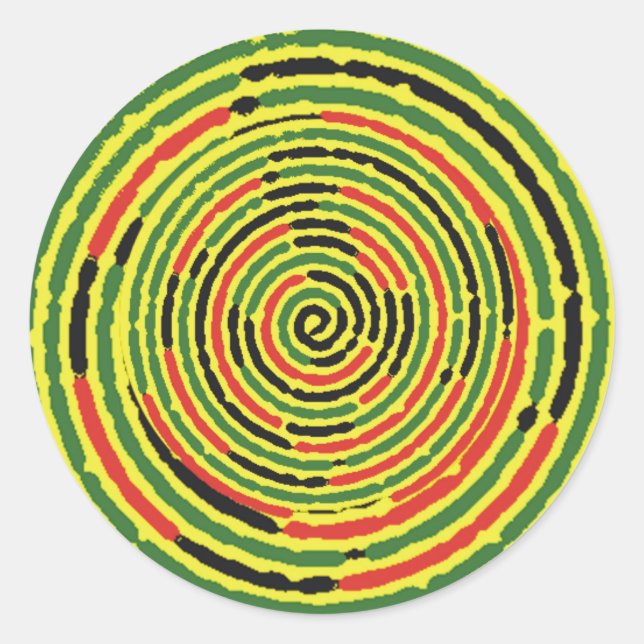 PEGATINA REDONDA JAMAICA ESPIRAL (Anverso)