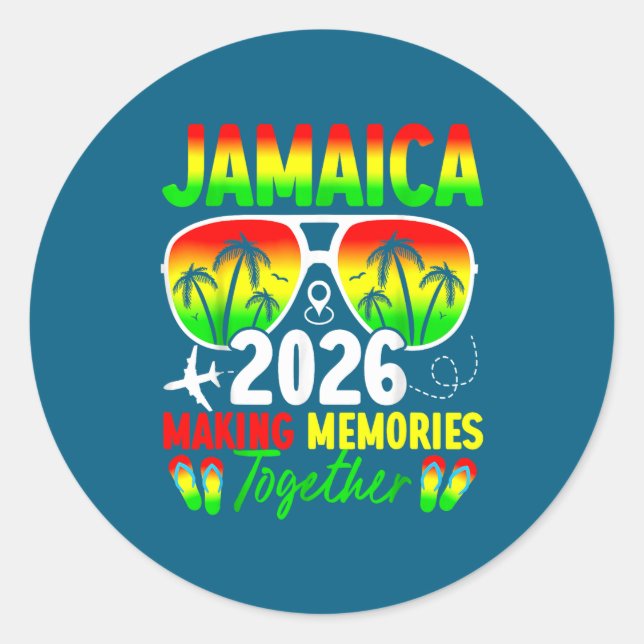 Pegatina Redonda Jamaica Family Reunion 2026 Making Memories Vacati (Anverso)