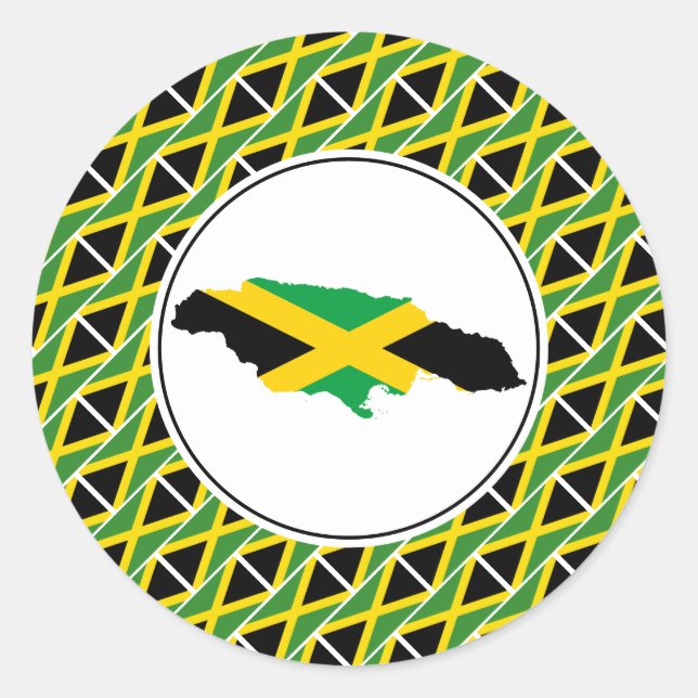 Pegatina Redonda JAMAICA FLAG Mapa jamaiquino elegante patriótico (Anverso)