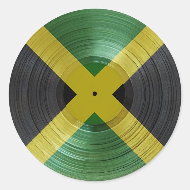 Pegatina Redonda Jamaica Flag Proud Jamaicans reggae Music (Anverso)