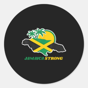 Pegatina Redonda Jamaica Fuerte Amo la Bandera Jamaicana Corazón Mu