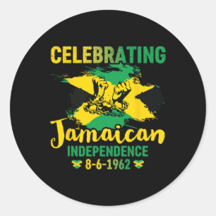 Pegatina Redonda Jamaica Independence 8-6-1962 Orgulloso jamaiquino