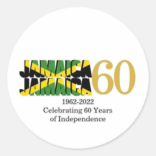 Pegatina Redonda JAMAICA Patriótica 60 Aniversario de la Independen (Anverso)
