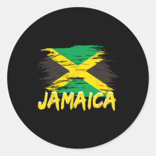 Pegatina Redonda Jamaica Retro Vintage Acuarelas Deporte Bandera Ja