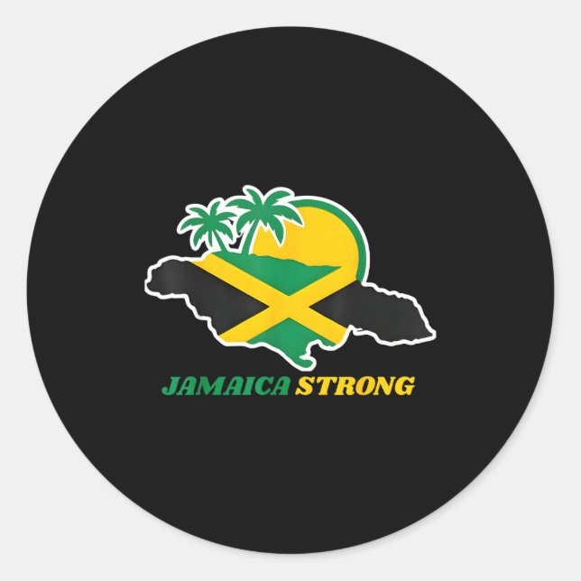 Pegatina Redonda Jamaica Strong I Love Jamaican Flag Heart Women Me (Anverso)