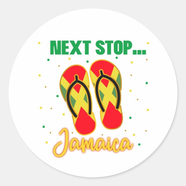 Pegatina Redonda Jamaica Vacaciones Next Stop Jamaica Group Mateo (Anverso)