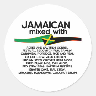 Pegatina Redonda Jamaican mezclado con Jamaica Orgulloso Group