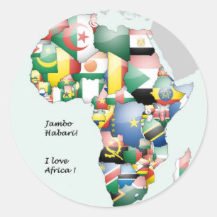 Pegatina Redonda ¡Jambo Habari África! Amo África