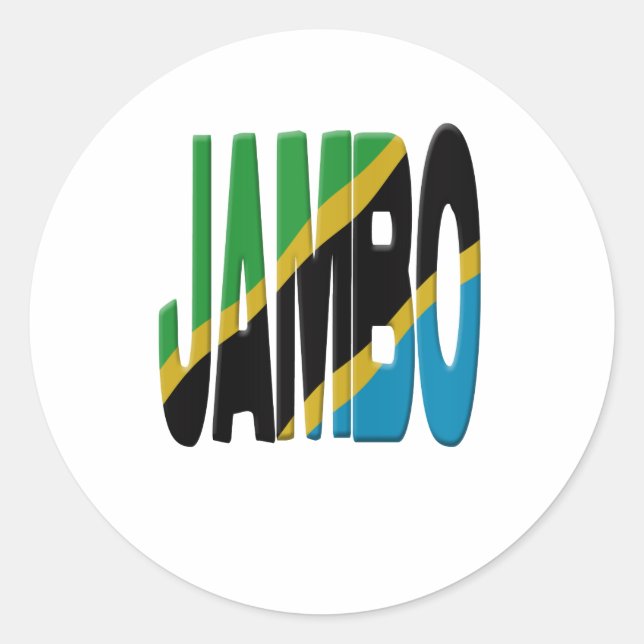 Pegatina Redonda Jambo Swahili - Tanzania flag (Anverso)