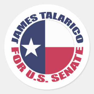Pegatina Redonda James Talarico para el Senado de EE. UU. Bandera d