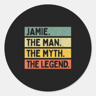 Pegatina Redonda Jamie El Hombre El Mito La Leyenda Funny Personali