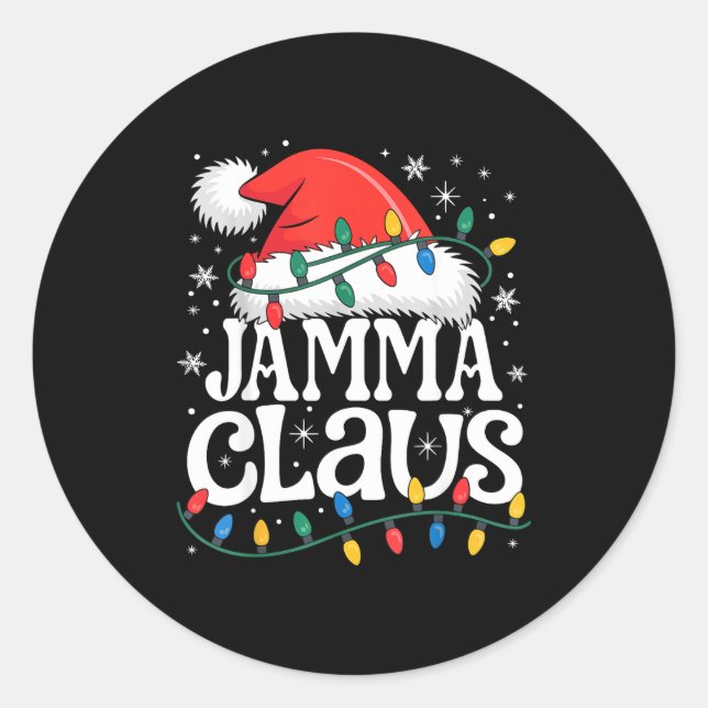 Pegatina Redonda Jamma Claus Funny Xmas Christmas Grandma Holiday S (Anverso)