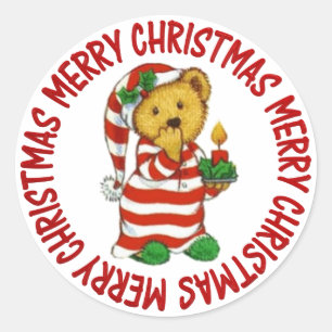 Pegatina Redonda Jammie Navidades Teddy Bear