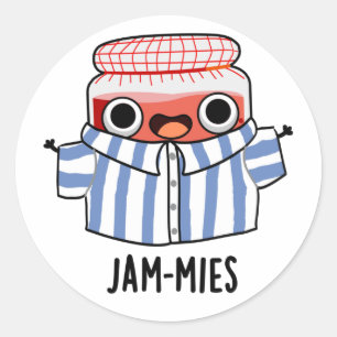 Pegatina Redonda Jammies Funny Pajama Jam Pun