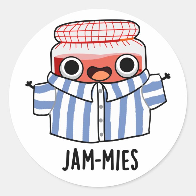 Pegatina Redonda Jammies Funny Pajama Jam Pun (Anverso)