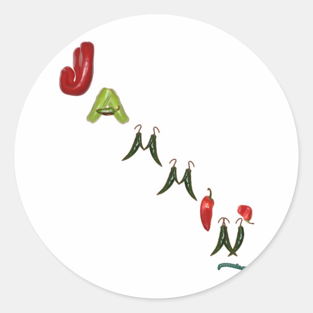 Pegatina Redonda Jammin' Chili Peppers (Anverso)