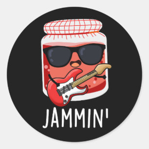 Pegatina Redonda Jammin Funny Rocker Jam Pun