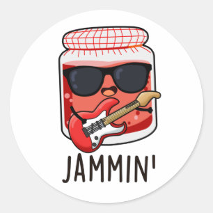 Pegatina Redonda Jammin Funny Rocker Jam Pun